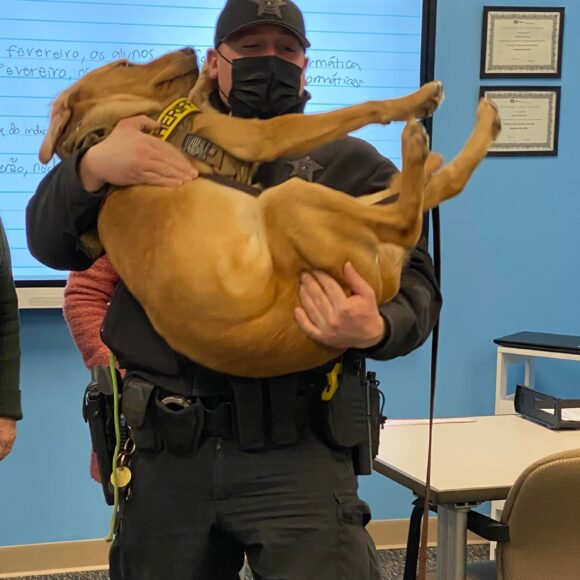 Visit from Bristol County Sheriff’s COVID-19 detector dogs