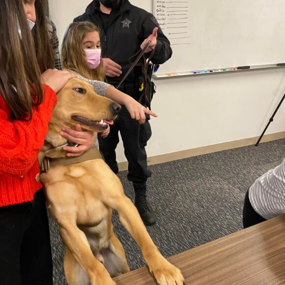 Visit from Bristol County Sheriff’s COVID-19 detector dogs