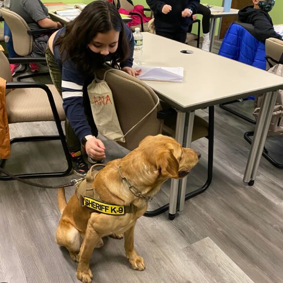 Visit from Bristol County Sheriff’s COVID-19 detector dogs