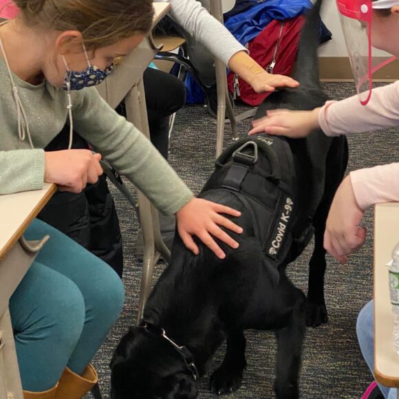Visit from Bristol County Sheriff’s COVID-19 detector dogs