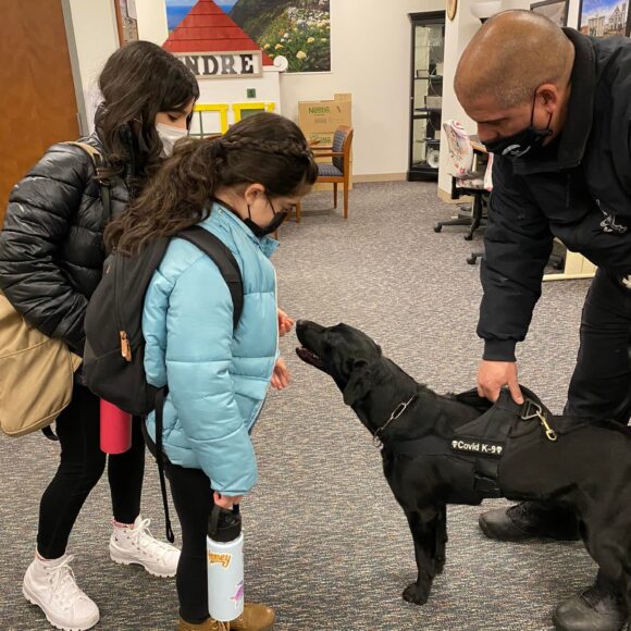 Visit from Bristol County Sheriff’s COVID-19 detector dogs