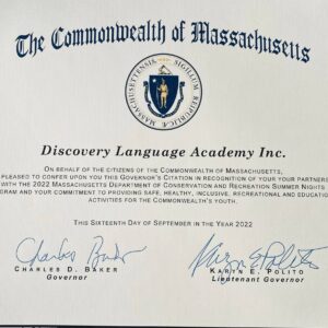 Discovery Language Academy Recognized by the State of Massachusetts 2022